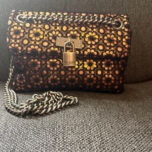 Kurt Geiger Black and Gold Floral Crossbody Bag Brixton in great condition